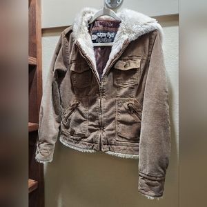 Sugarfly- Corduroy, lined hooded jacket, size large